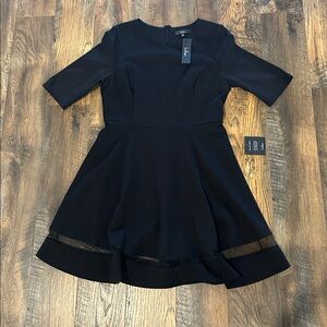 NWT! Lulus Sheer Factor Black Mesh Skater Dress